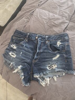 American Eagle Outfitters Distressed Dark Blue Denim Cutoff Shorts